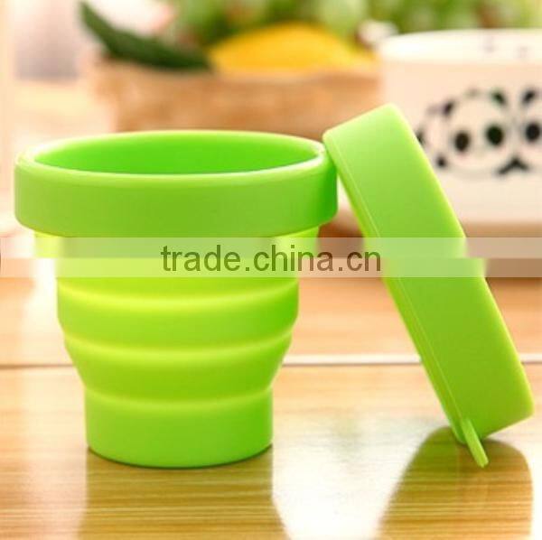2015 silicone cup brand new FDA silicon fold travel cup MOQ is 500 pieces