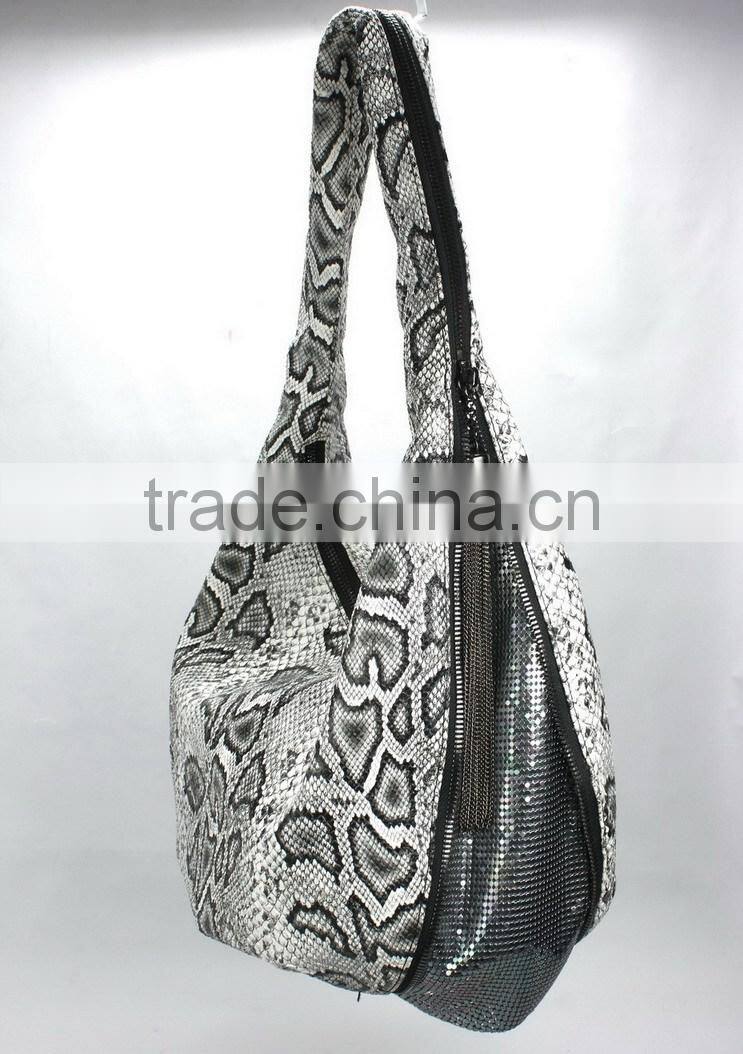 New model metal chain ornament snake skin fashion ladies handbag