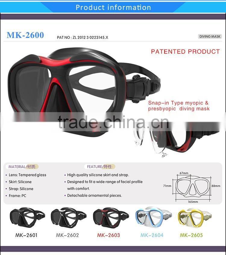 Hot custom Lunettes ,Whale Diving Mask/face plates(MK-2600)