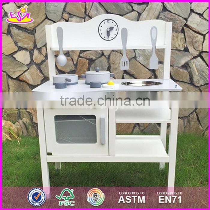 2017 new design funny white wooden kids play kitchen set W10C253