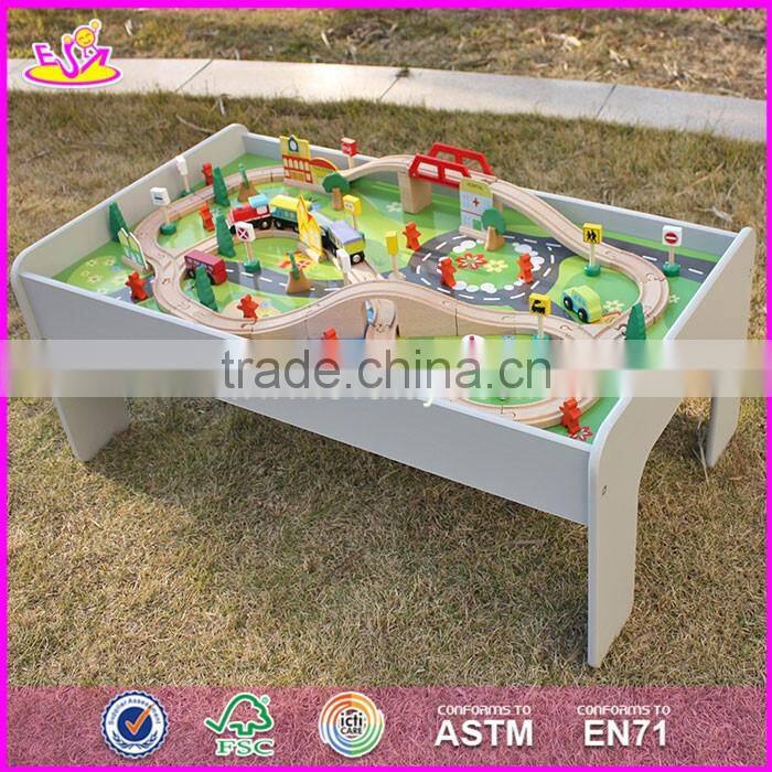 2017 New design preschool children activity toys wooden train table W04C069