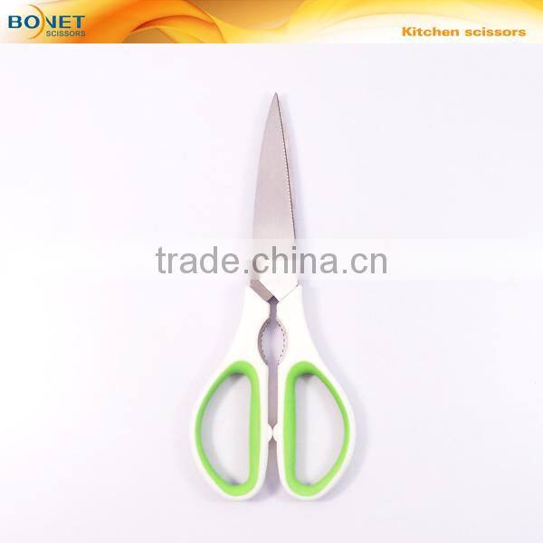 S52034G green and white color handle 6 different types of kitchen multifunction scissors