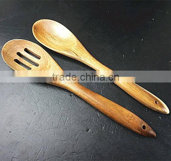 22036 High quality beech wood spoon slotted spoon