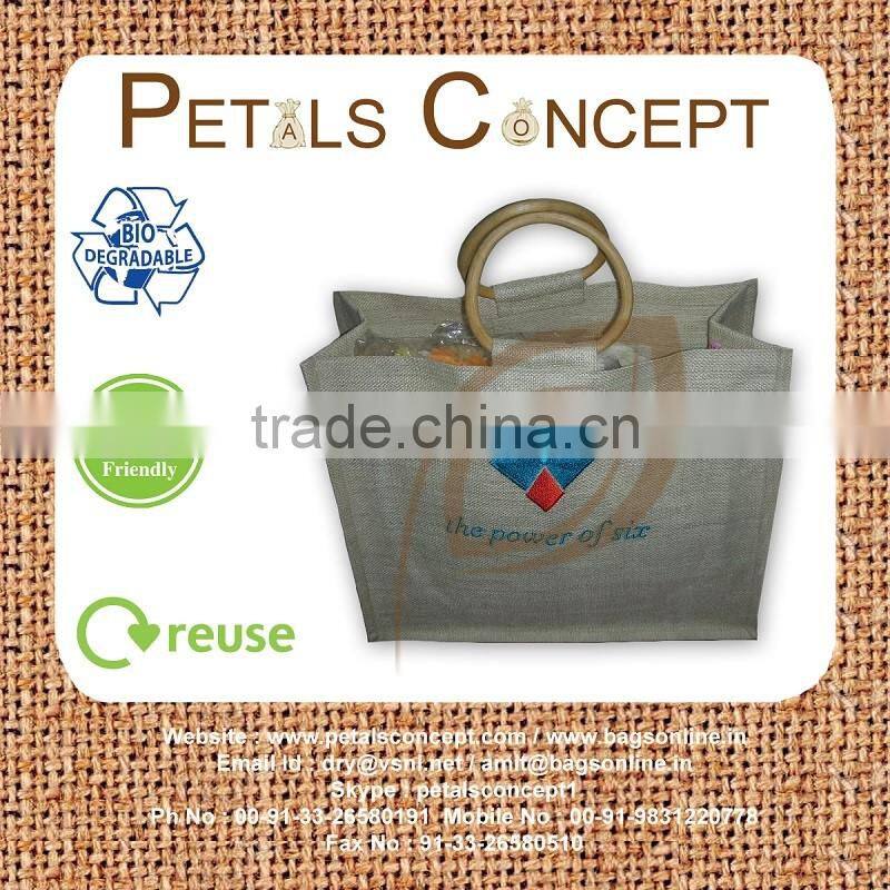 Jute six bottle wine bag
