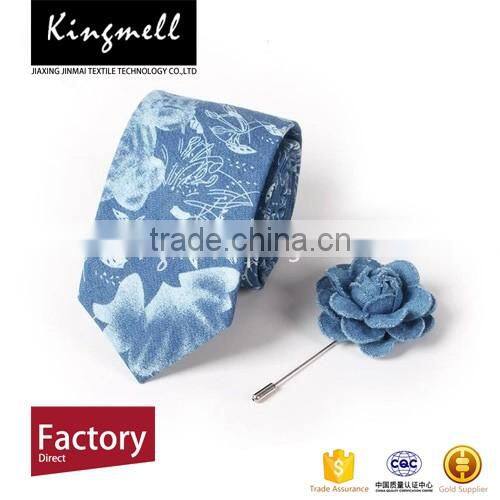 Blue floral digital print silk&polyester necktie with low MOQ