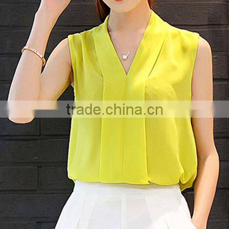 OEM Ladies Sleeveless Chiffon Blouses Tops