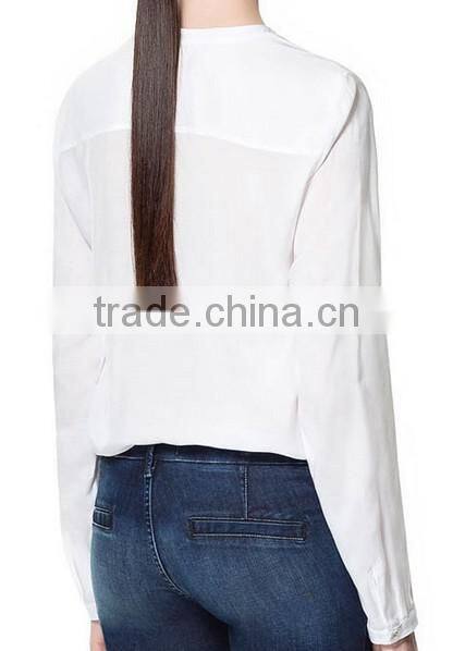 Sexy ladies chiffon shirts blouse V neck long sleeve shirts woman