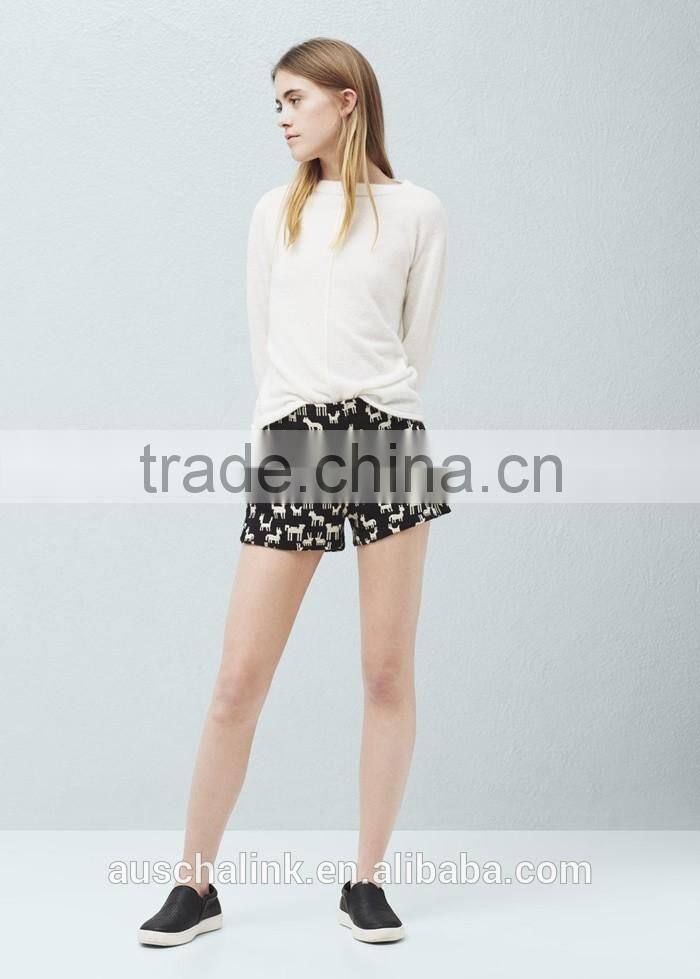 2016 Hot Sale Women Side Slit Cotton Jacquard Shorts Whoelsale