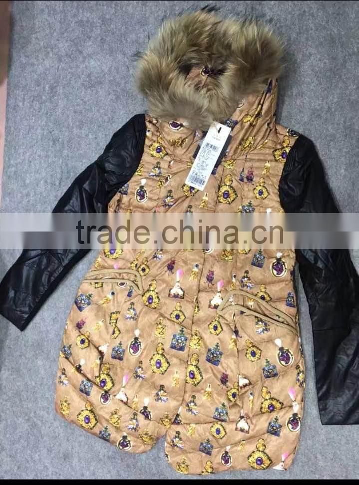 GZY down filled jacket warehouse guangzhou mixed coat winter anti-static cheap china stock 2017 good quality