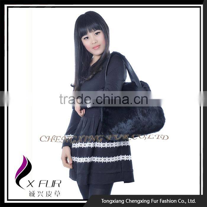 CX-H-16 Wholesale Good Quality Fashion Handbag Rabbit Fur Ladies Bag In China