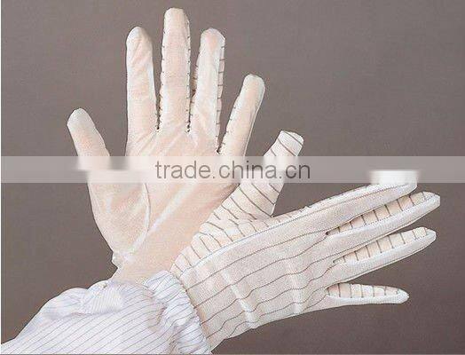 Anti-static gloves/safety gloves/pvc glove/Polyester filament knitted with carbon fiber glove/ESD protection/PVC coating