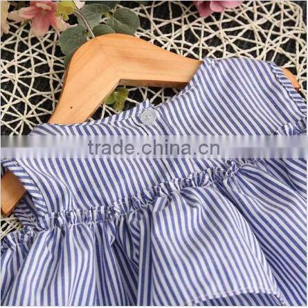 2017 wholesale lovely sweet liitle girl boutique clothing stripe off shoulder new design children summer dress