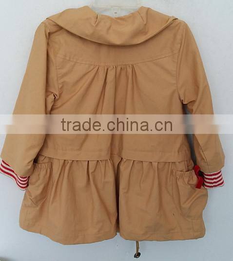 cool baby girls beige color plain dyed embroidered wind coat for Autumn