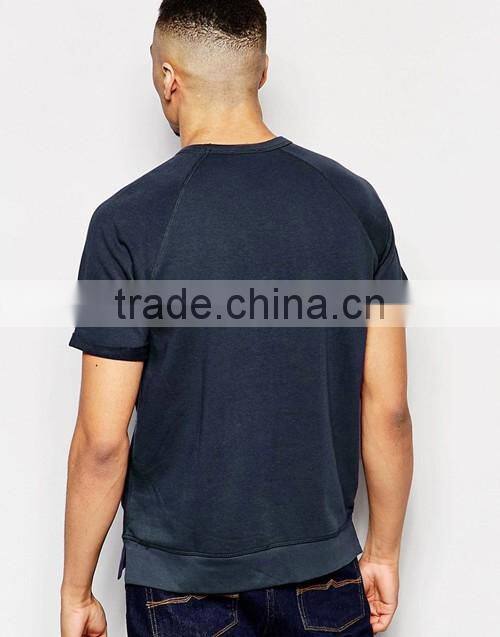 French terry short sleeve pullover plain men spring / summer sweatshirt OEM service