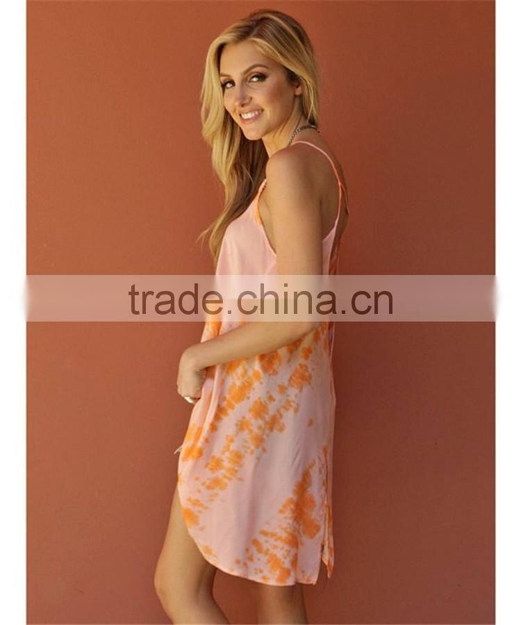 Long length casual orange tops loose tank tops wholesale women