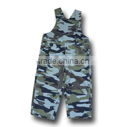 Green camo kids suspenders casual style for boys latest design overalls wholesale