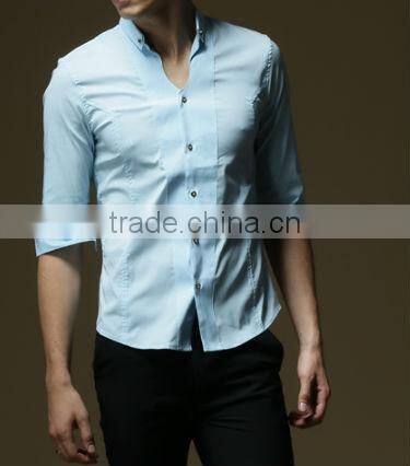 2014 hot styles Slim fit v-neck men's shirt