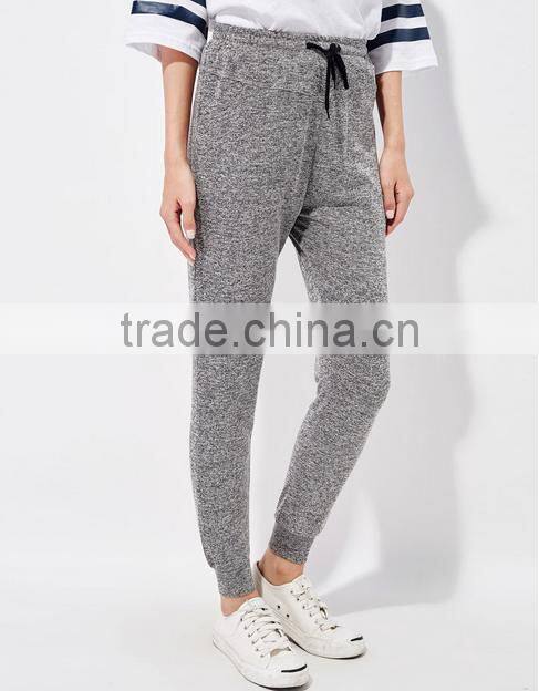 Female hemp grey leisure knitting feet pants