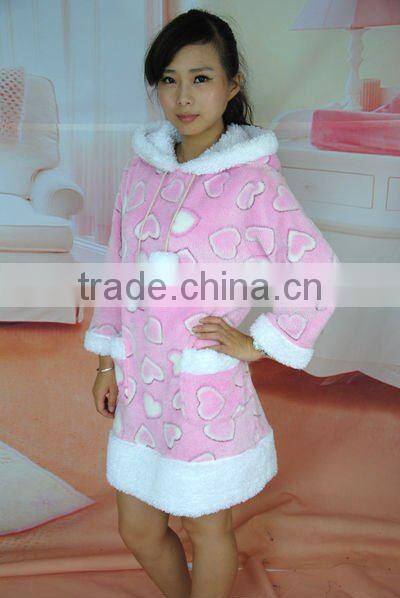 girl's 100%polyester coral fleecepajama/bathrobe
