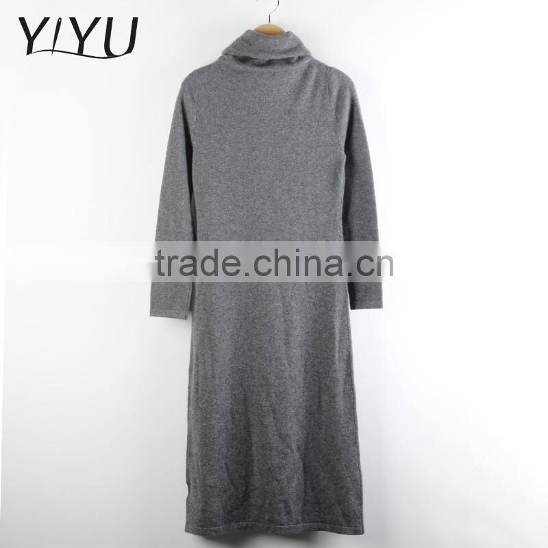 Casual Long Pattern women cashmere grey turtleneck pullover sweater