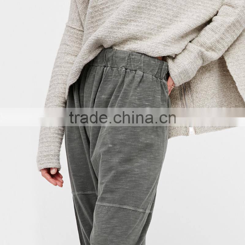 Comfy all cotton drop crotch fit easy drawstring waist womens harem pants