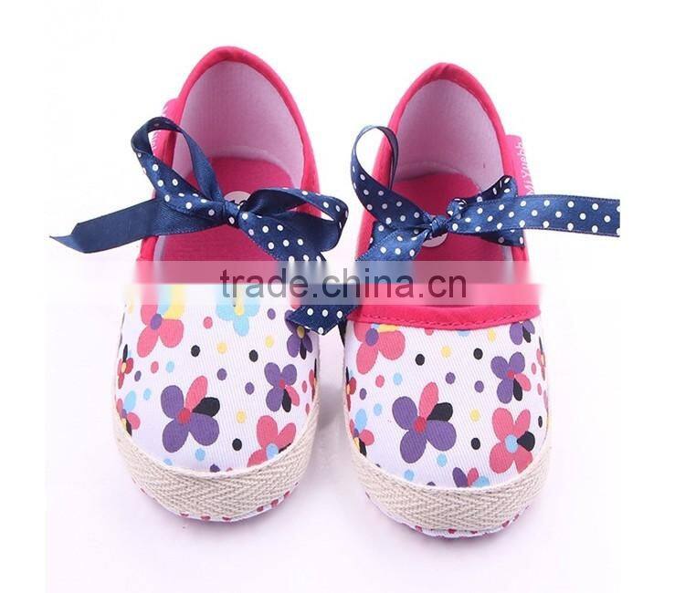 Newborn antiskid safety baby girls bowknot prewalker shoes
