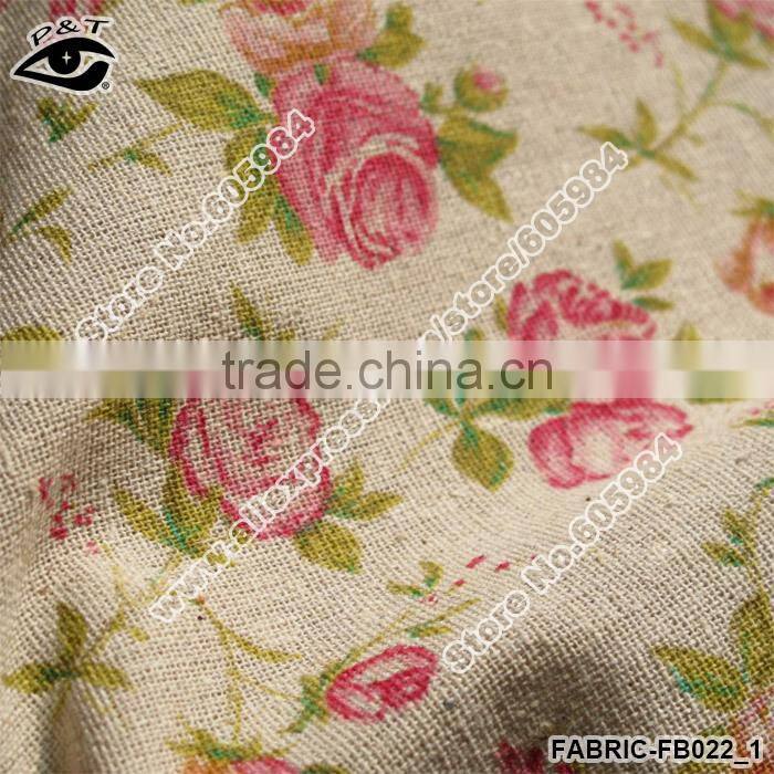 Linen fabric for sofa small flower printed linen cotton fabric for household