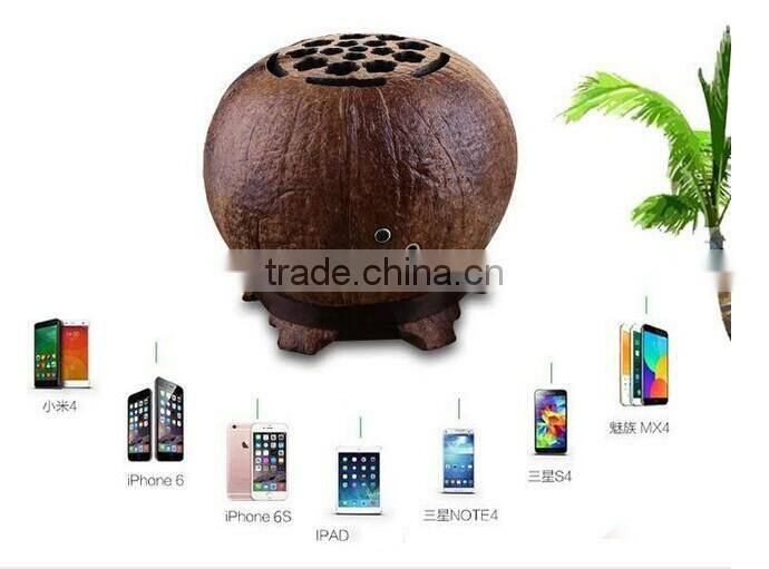 2016 general use coconut shell bluetooth speaker for Desktop PC, Lonovo Yoga, Ipad Pro, Xiaomi note3, Huawei mate S, Htc A9