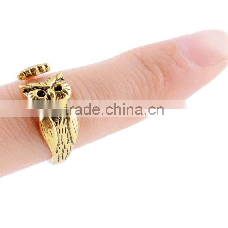Owl Rings Animal Wrap Rings Silver Plated Jewelry Adjustable Retro Ring Resizable