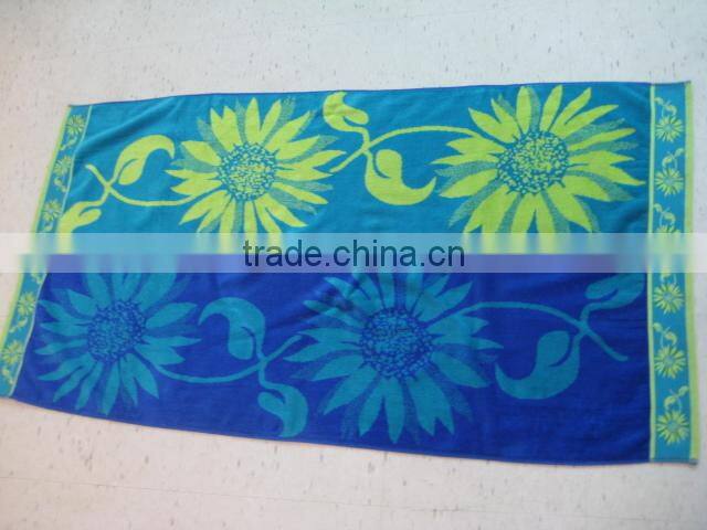 100%cotton Custom logo woven jacquard beach towel