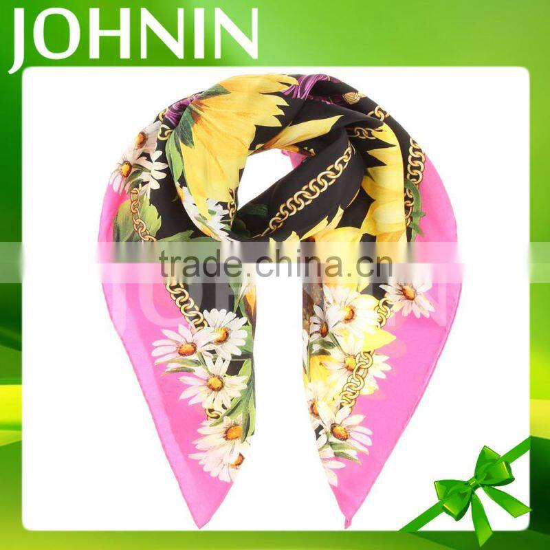 Fashion women custom design 100 polyestersatin scarf