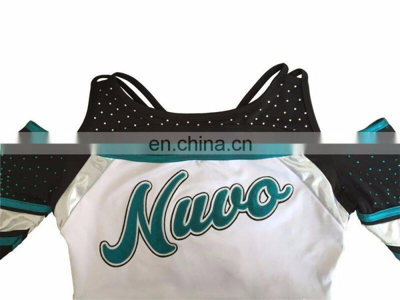Good elasticity sublimation girls sexy long sleeve cheerleading uniforms