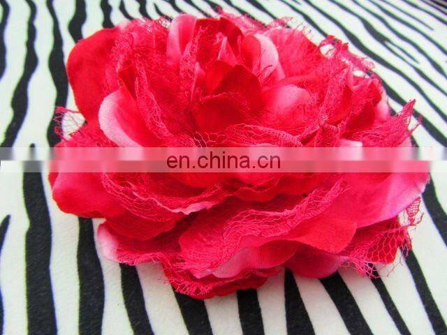 5.5" Large Laced Peony Flowers Silk Peony Flowers Brooch Hair Pin