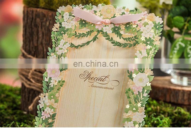 European Customized Printing 5116 Luxurious Flower Wedding Invitation Card