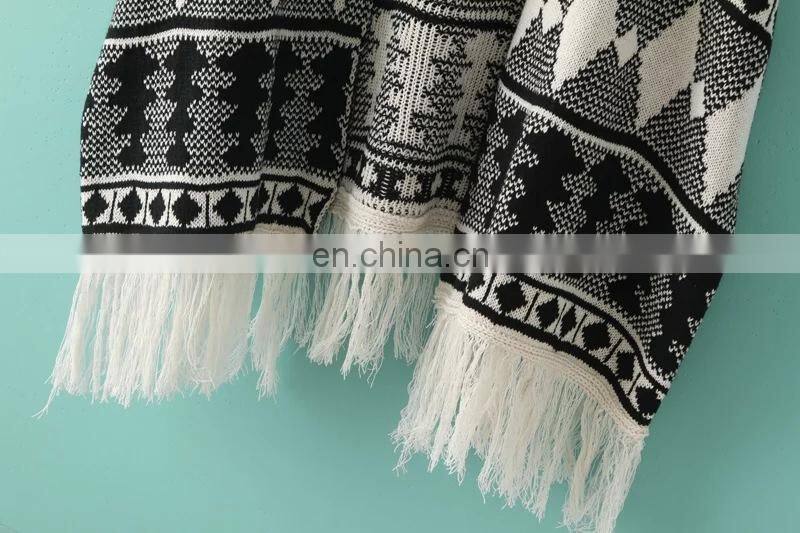 2015 Fashion dress Europe America women's clothing wholesale geometric pattern shawls knitting cardigan national female coat