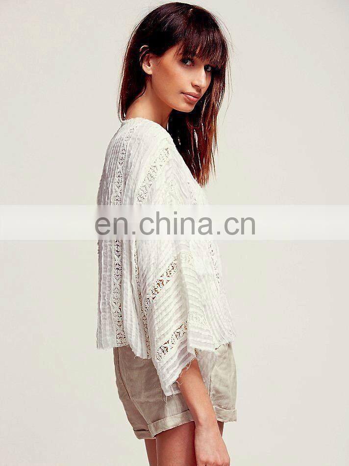 Lace inset ladies high quality kimono, pleated designer kimono