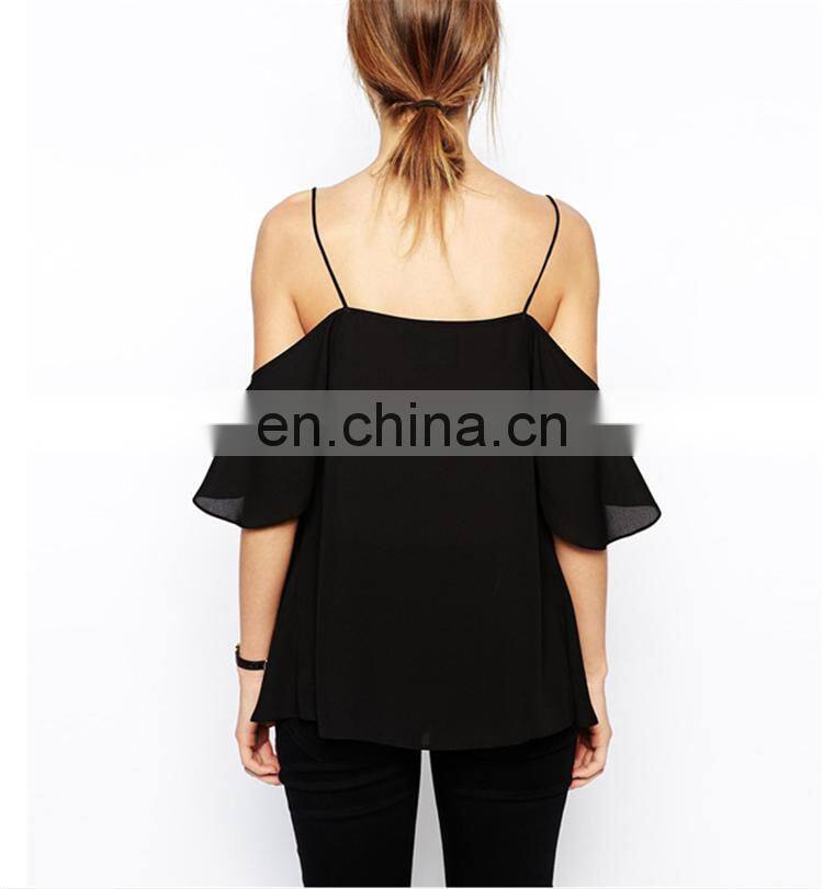 Sexy ladies cold shoulder india wholesale clothing fashion chiffon blouse