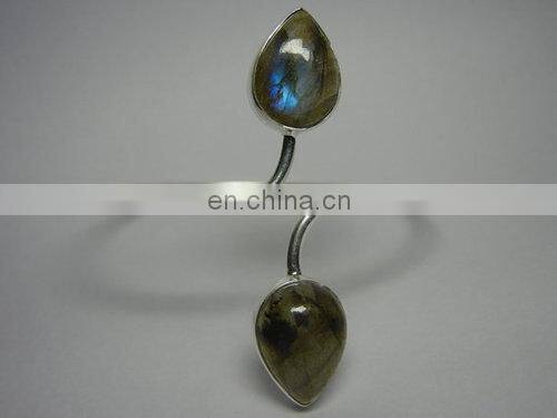 Natural Gemstone Bezel Set Four Stone Bangle/Hot sale women fashion bangle