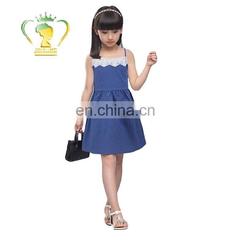 Kids summer custom girls denim dress for summer 5-10 years old