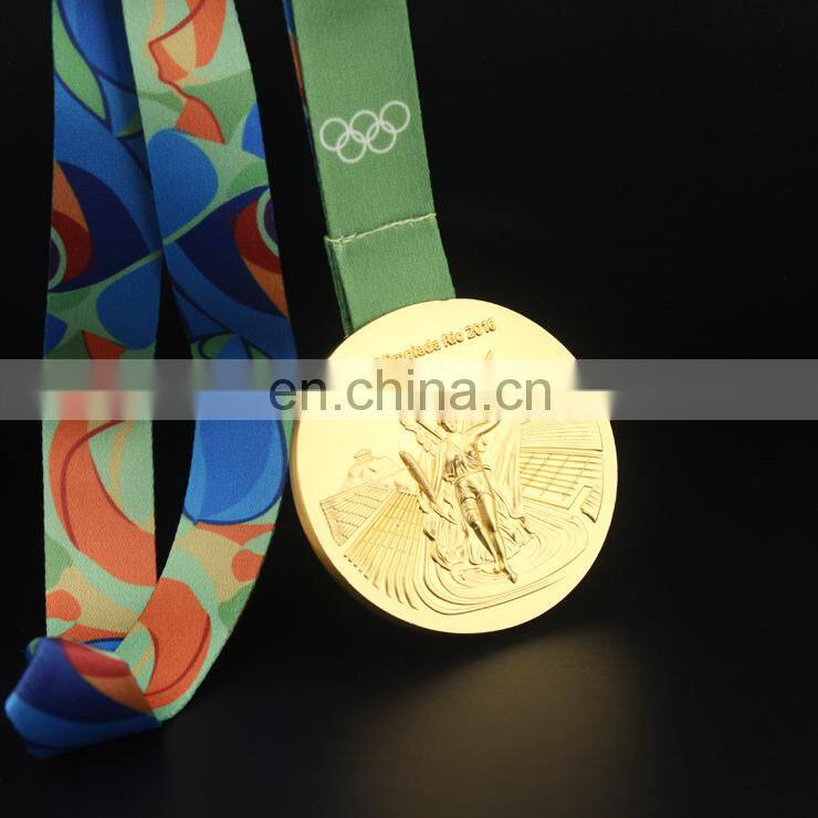 Custom brief style sport games with ribbon metal medal