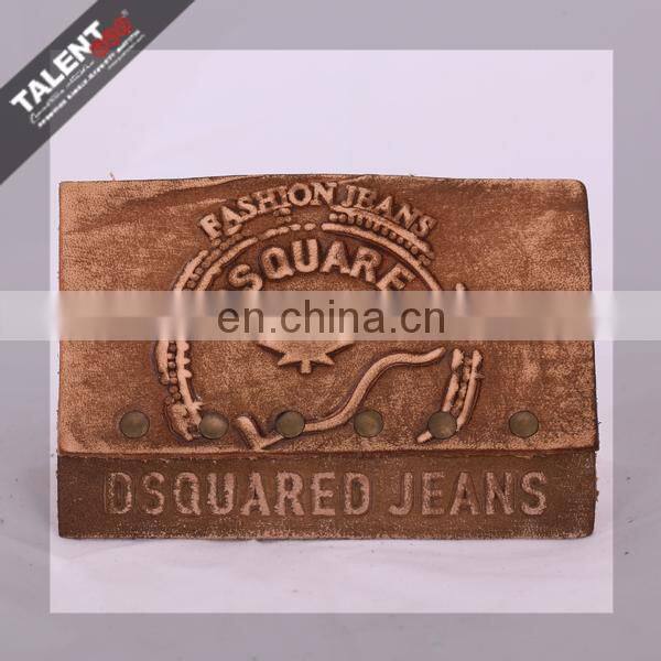 Custom embossed split jeans leather tags label for apparel