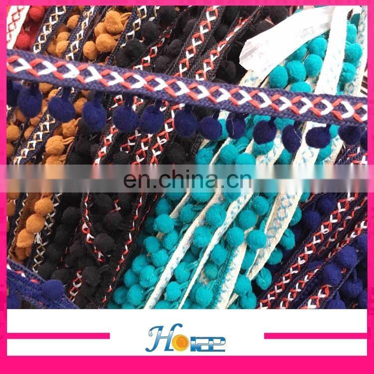 new arrival hotselling wholesale new fancy indian lace pom-pom trims