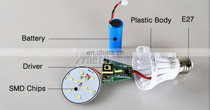 battery backup e27 9w led emergency bulb light kit