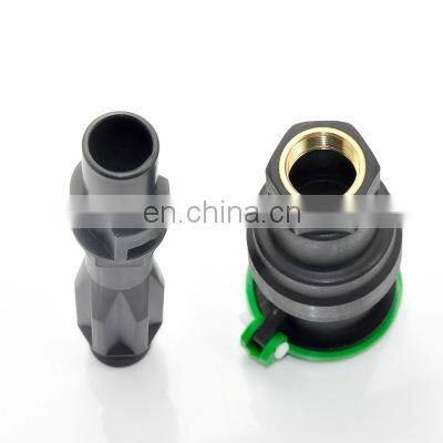 Garden irrigation tool, external thread intake valve plunger