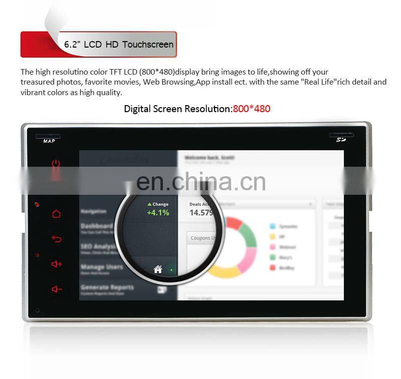 6.2 inch Android 6.0 universal full touch screen car Radio GPS Navigation