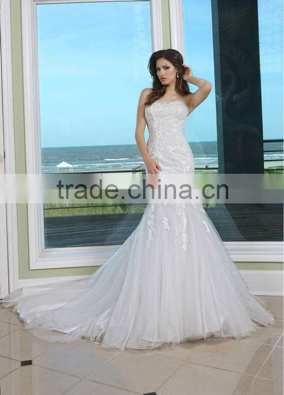Strapless Sleeveless bottom tulle mermaid Wedding Dress