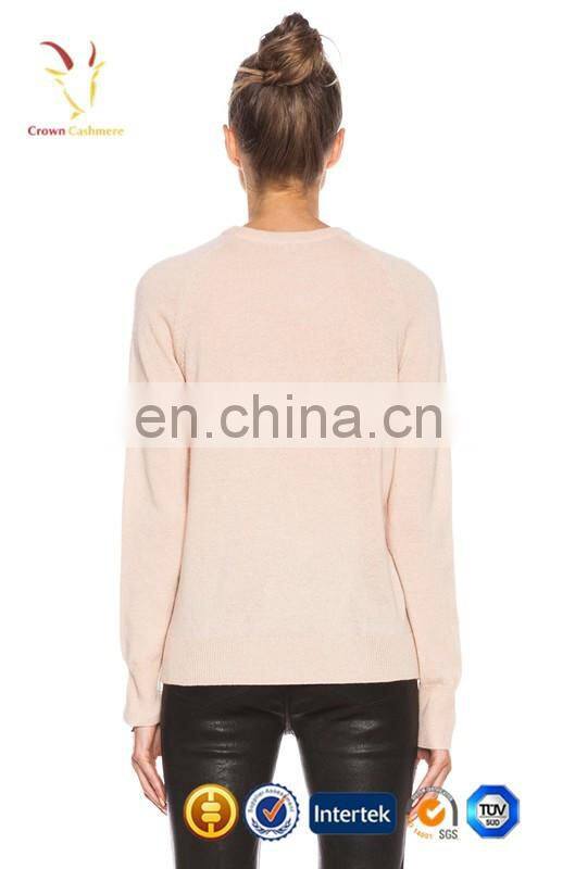 Ladies Knitted Pink Cashmere Sweater for Spring Knitwear