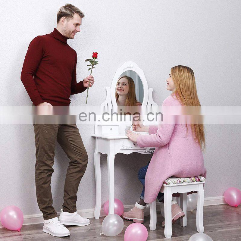 Floral Dressing Table set 4 drawers Makeup Table Bedroom Furniture Dresser Makeup Dresser with Mirror