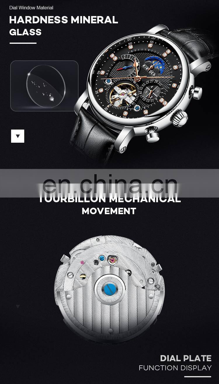 KINYUED J025 Automatic Watches Men Luxury Brand 2018 Mechanical Skeleton Watch Mens Moon Phase Calendar Sport Male Clock add Gif