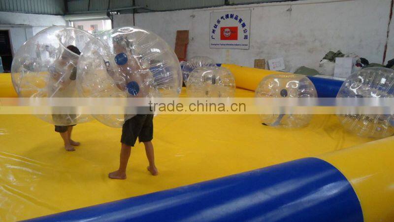2015 New arrvail Inflatable ground pools / swimming pool with bumper ball bubble soccer ball